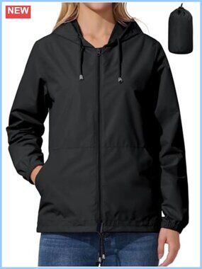 Women's Waterproof Packable Rain Jacket Windproof Cycling Hooded